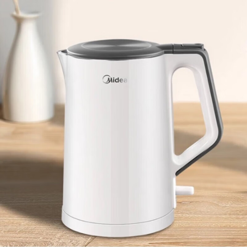 美的(Midea)电水壶MK-HJ1522电热水壶304不锈钢双层防烫速热自动断电大容量烧开水壶