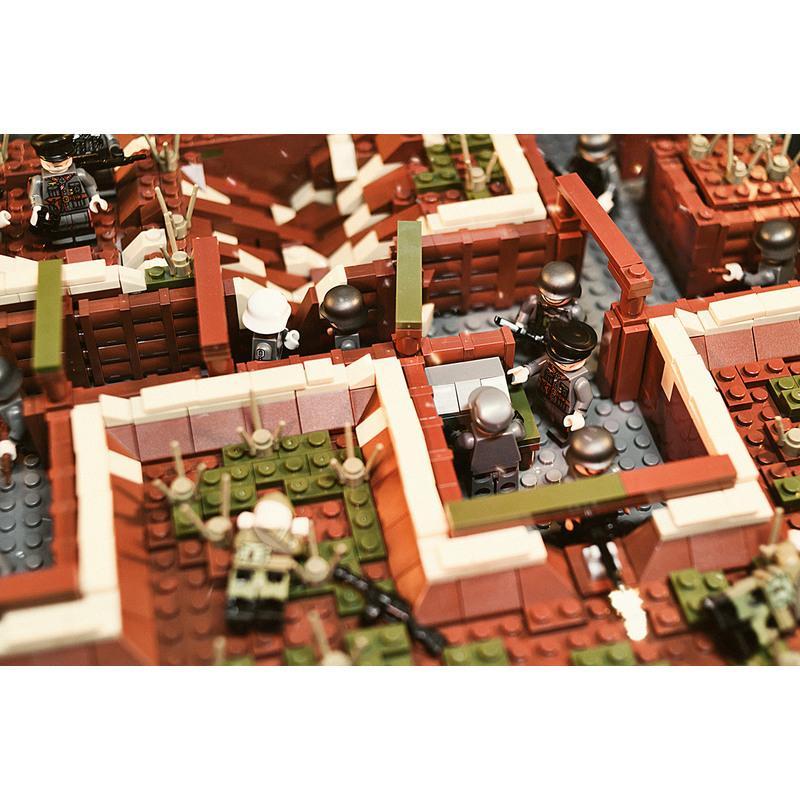 二战场景战壕德国国防军碉堡八路军坦克飞机废墟玩具拼装人仔