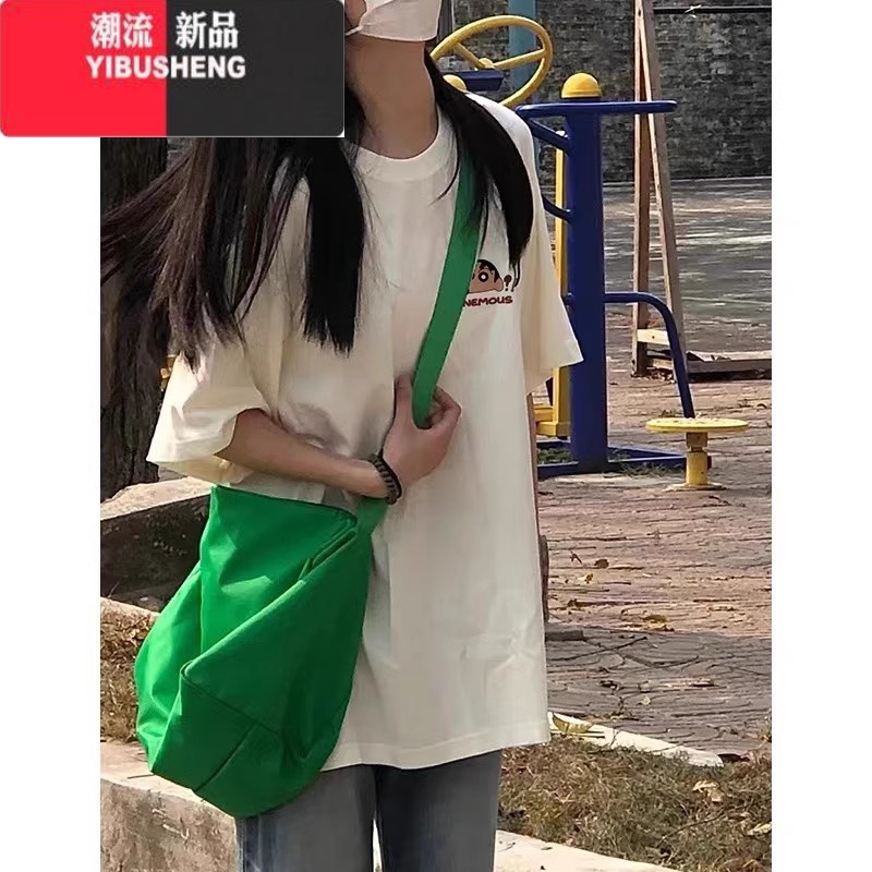 YIBUSHENG美式杏色卡通短袖t恤女季新款韩版百搭宽松半袖潮牌ins上衣高清大图
