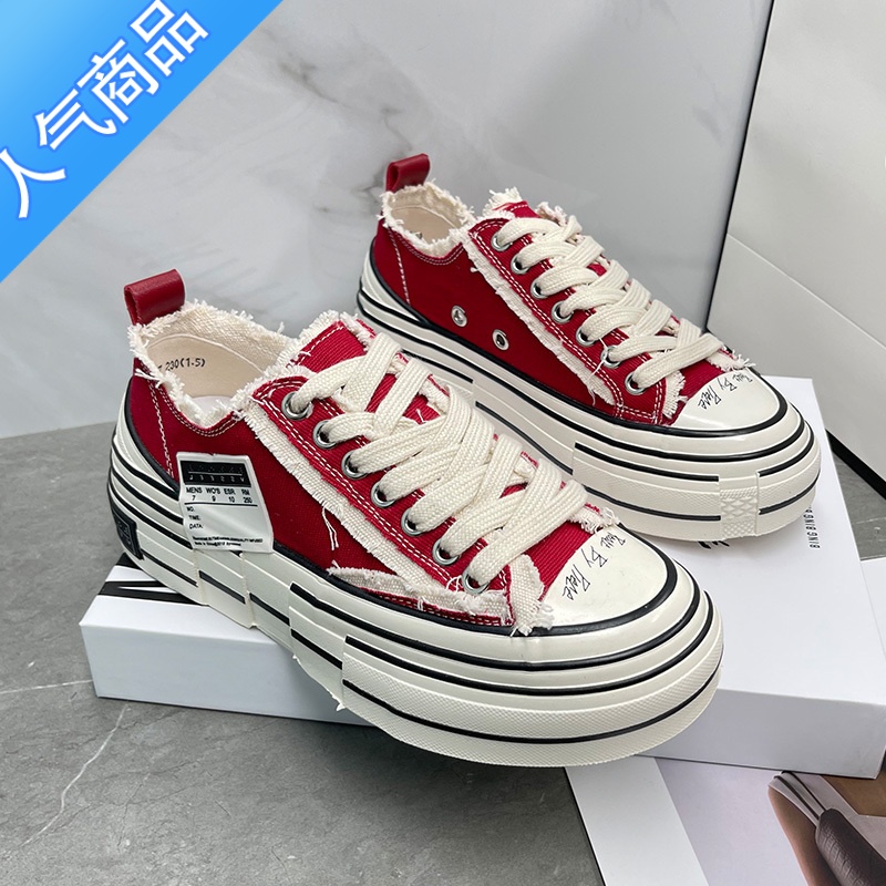 SUNTEK吴建豪帆布鞋女2023夏季新款百搭休闲网红流浪乞丐鞋厚底增高板鞋高清大图