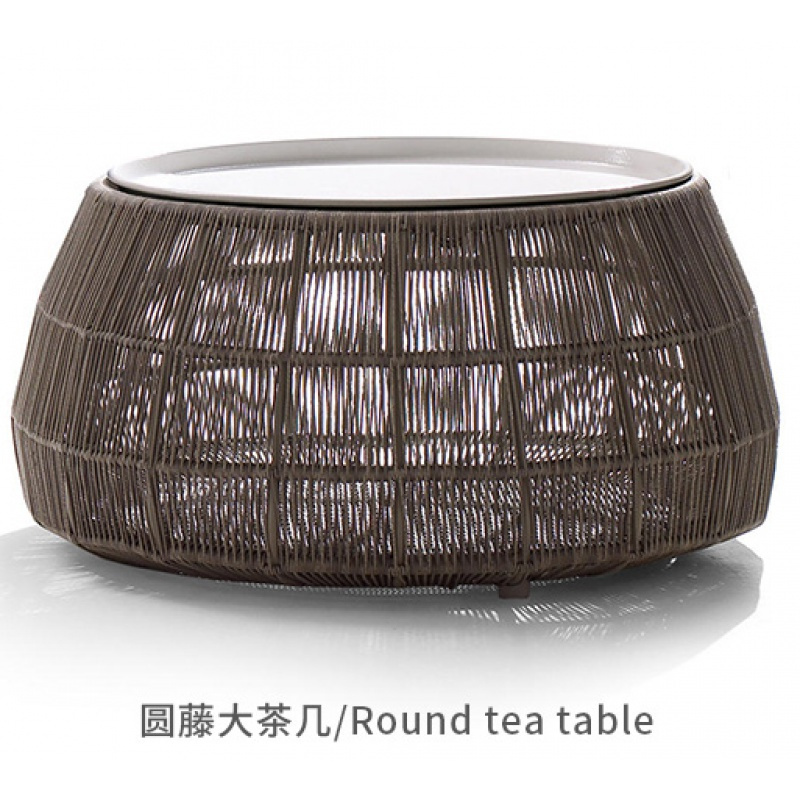 森美人藤床藤编床户外圆形藤床双人床藤编北欧花园大圆床庭院休闲沙发床 （圆藤）大茶几φ80*45H铁艺