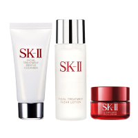 SK-II/SK2 大红瓶面霜15ml+嫩肤清莹露30ml+氨基酸洗面奶温和洁面乳20g 小样面部护肤套装【倪妮同款】