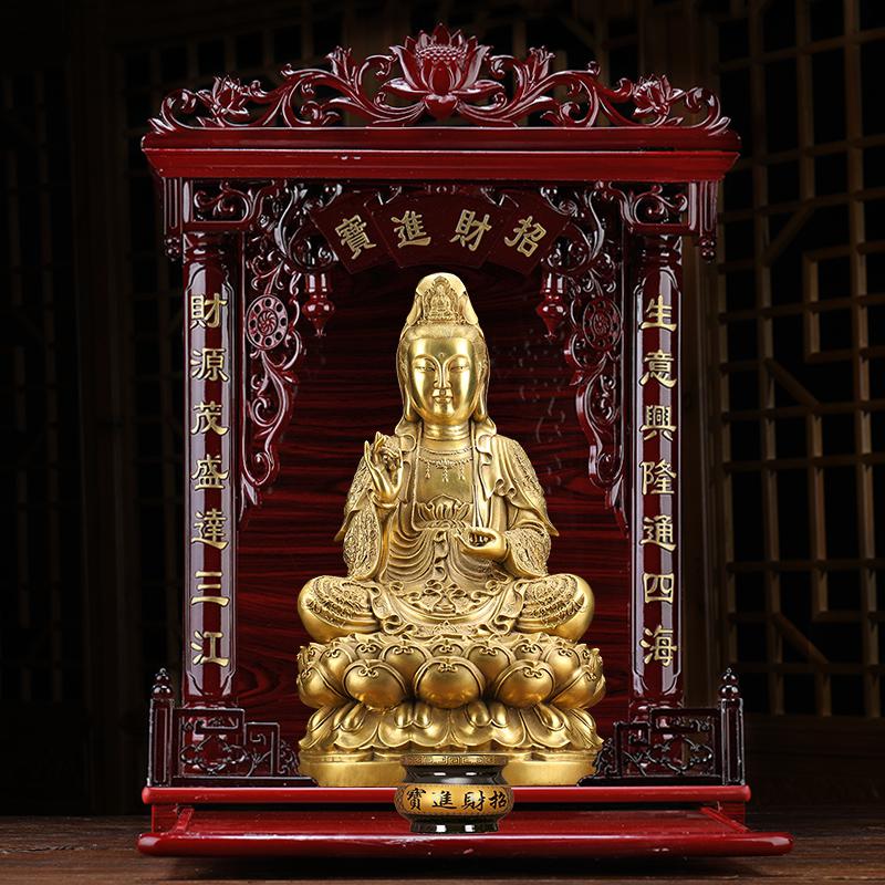美帮汇九华山铜观音菩萨摆件海观世音菩萨佛像供奉观音像高清大图