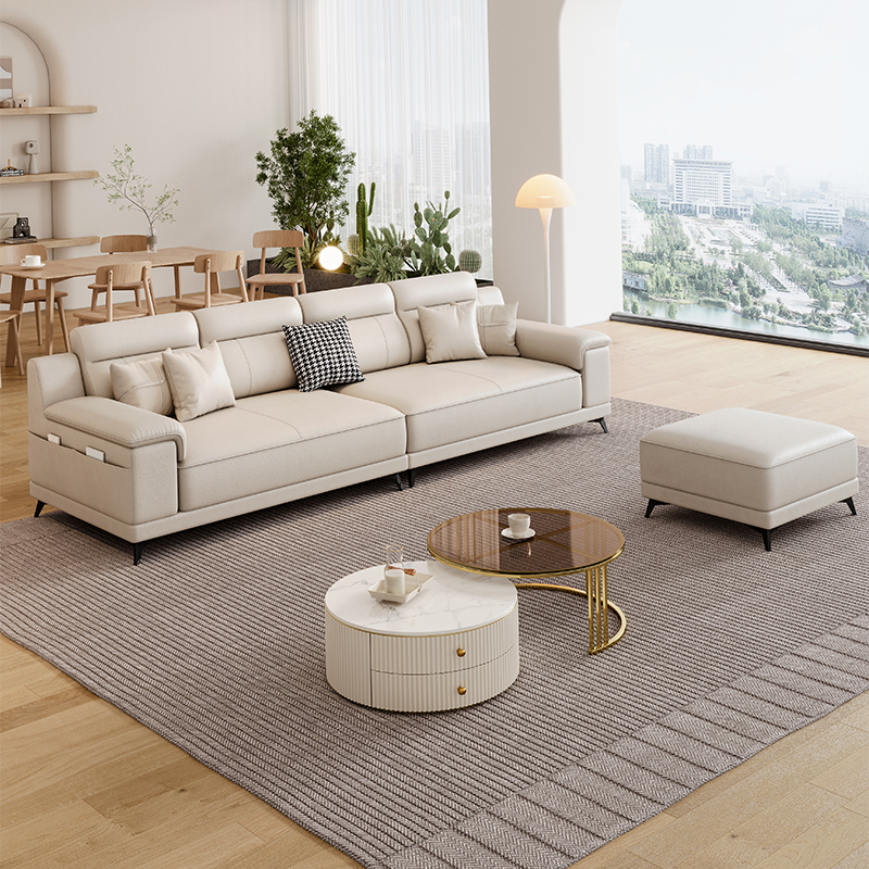 意式猫抓皮沙发猫抓皮极简客厅轻奢小户型直排沙发网红款客厅家具沙发