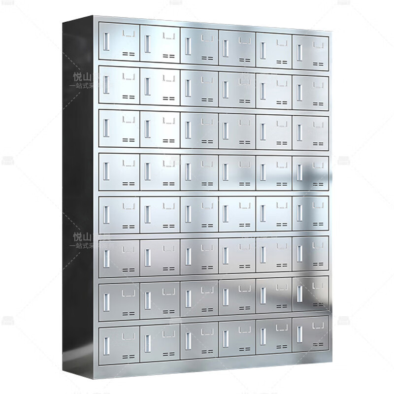 悦山不锈钢餐具碗柜食堂员工多门储物柜201不锈钢48门磁吸锁YSOA11FO48MW201C