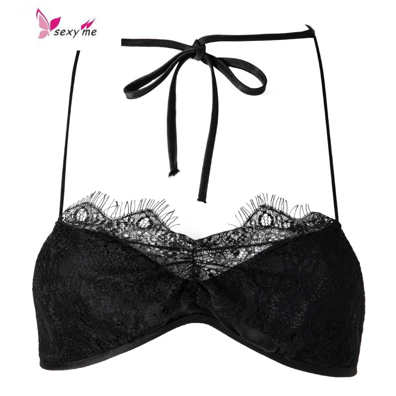 2020装新款蕾丝挂脖绑带式内衣少女性感美背内搭文胸fishbasket胸罩