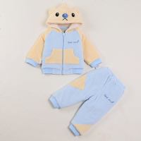 优简2017新品宝宝衣服婴儿棉衣秋冬男女加厚棉服套装儿童冬装保暖棉袄外套 110cm(110cm(身高98-106cm3-4岁)) 雨后浅蓝