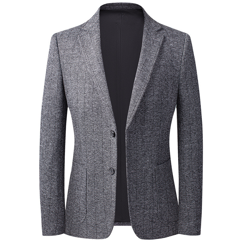 秋冬针织羊毛呢西装中青年男士小西装男修身毛料休闲西服