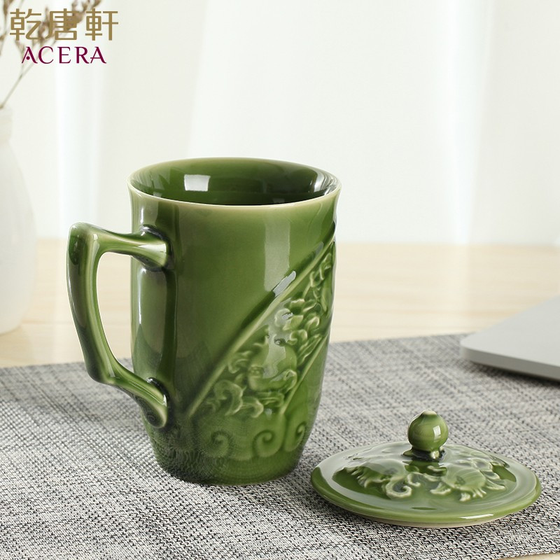 乾唐轩活瓷杯石榴高杯茶杯杯子水杯陶瓷杯活瓷杯450ml