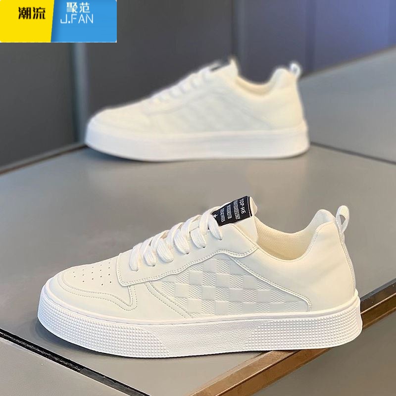 聚范男鞋新款透气学生小白鞋潮流百搭运动休闲鞋低帮潮牌板鞋男高清大图