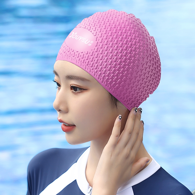 泳帽女士佑游 不勒头时尚专业硅胶游泳帽子女款成人大头围长发运动