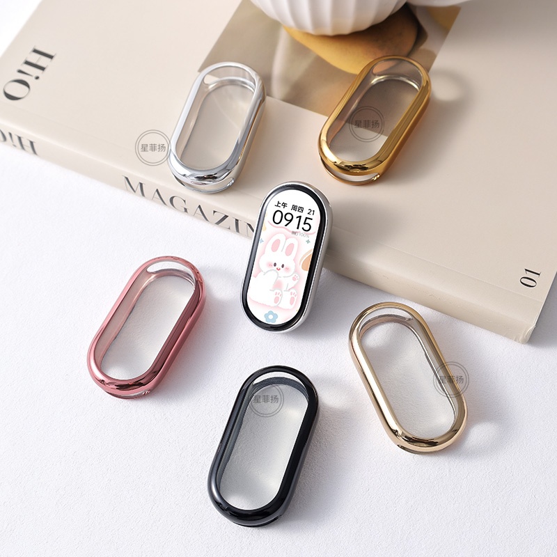 适用小米手环9/8保护壳10保护套7壳膜一体NFC版表带6腕带5钢化手表替换带电镀软壳男贴膜九保护膜表壳女配件3264高清大图