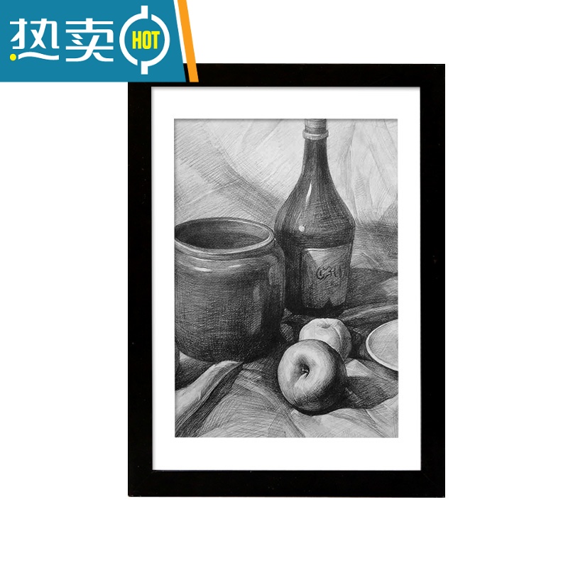 敬平相框挂墙画框装裱a3a4美术作品展示八开8k4k素描水彩框架油画外框 黑色 A4标准[可放29.7*21cm]高清大图