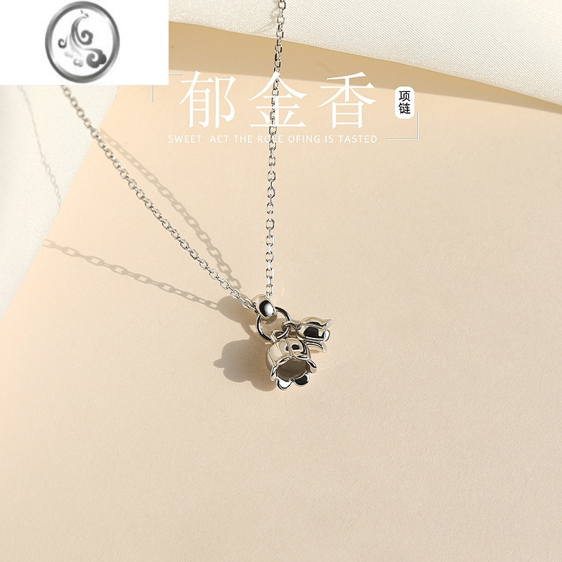 JiMi925银银郁金香项链女锁骨链轻奢小众设计感高级吊坠2023年新款潮