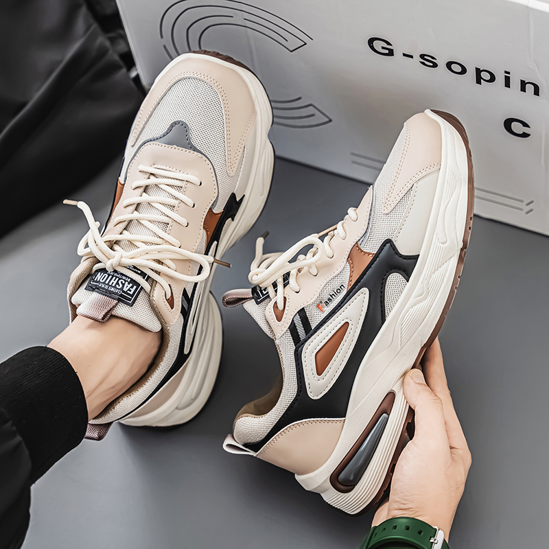 La Chessiers春秋季男鞋新款透气网面青少年运动鞋韩版潮流百搭厚底休闲老爹潮鞋高清大图