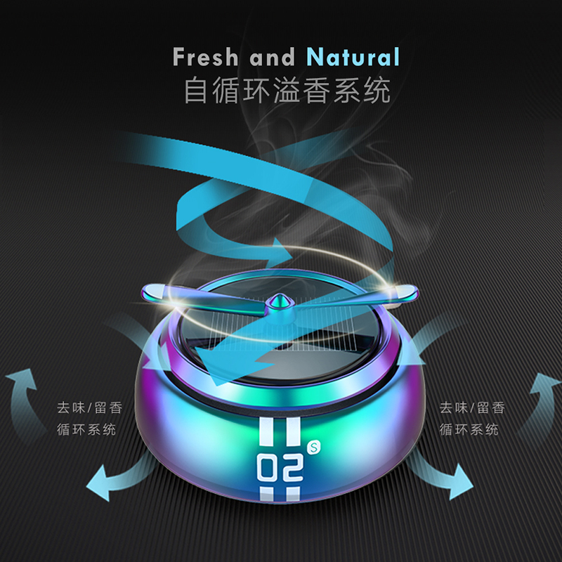 博利良品 汽车香水 车载香水座车用固体香薰 太阳能旋转车内除异味香膏饰品摆件 空战二号金属款炫彩