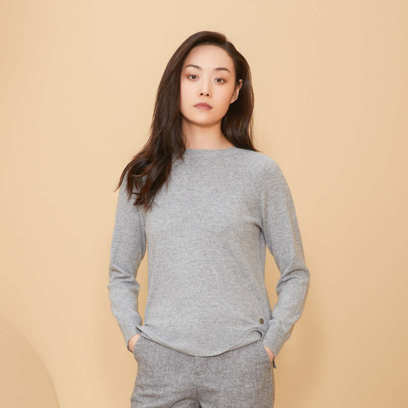 鄂尔多斯ERDOS 秋冬纯羊绒圆领百搭基础羊绒衫女士针织衫/毛衣