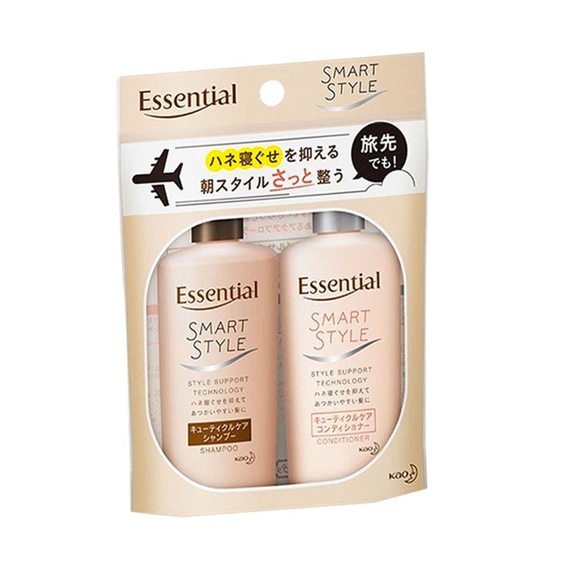 Kao 花王 essential 睡醒也不乱 无硅油旅行洗护套装(洗发水45ml+护发素45ml) 柔顺丝滑 水润