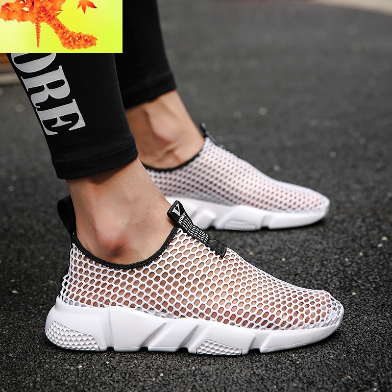 夏季男装透风单层网休闲鞋男土大网眼步行鞋凉鞋无鞋带网状运动鞋简畅