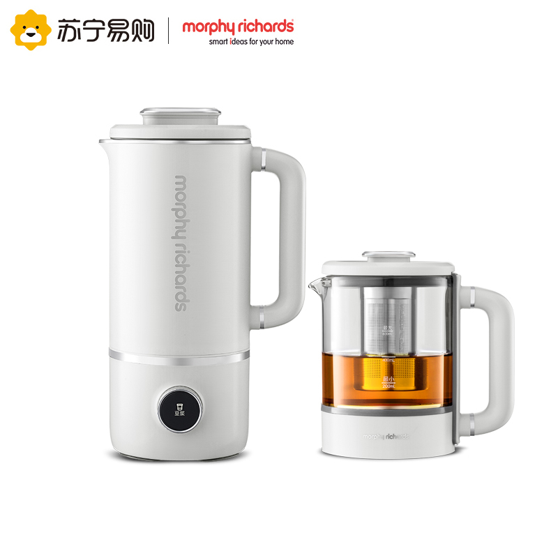 摩飞(Morphyrichards破壁机家用迷你多功能加热豆浆机养生壶一机两用MR8200(破壁机+养生壶)椰奶白高清大图