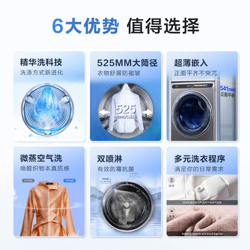 海尔(Haier)滚筒洗衣机全自动 洗烘一体机 10公斤大容量 精华洗 超薄家用一级能效 EG100HMATESL59S