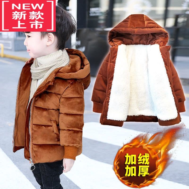 可莉允童装男童棉衣2021冬季新款儿童加绒加厚棉服小童韩版宝宝棉袄洋气图片
