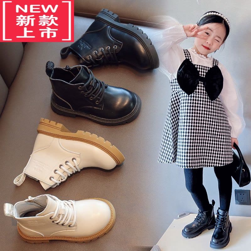 可莉允女童马丁靴中大童单靴2022秋冬款洋气儿童靴子炸街小短靴男童皮靴图片