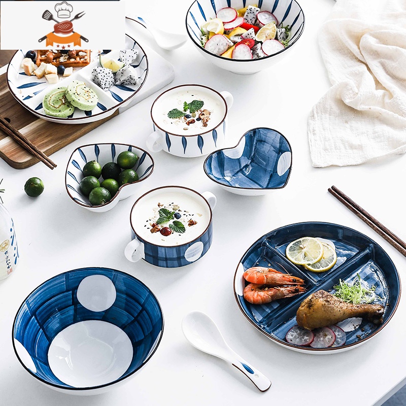 敬平分格餐盘子家用日式餐具一人食减脂分餐陶瓷早餐托盘艺术家餐减脂高清大图