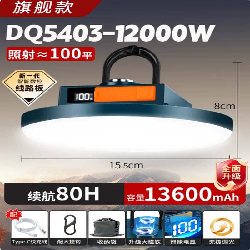 应急灯 12000W/续航80H 照100平/无极调光/大磁铁/大挂钩高清大图