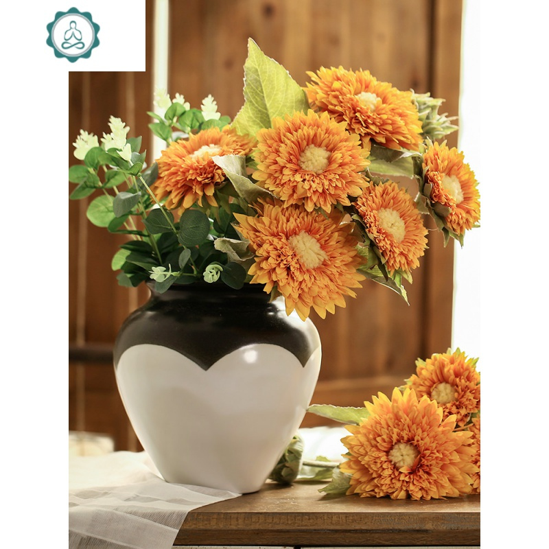 封后 1黄1橙 玻璃瓶仿真植物