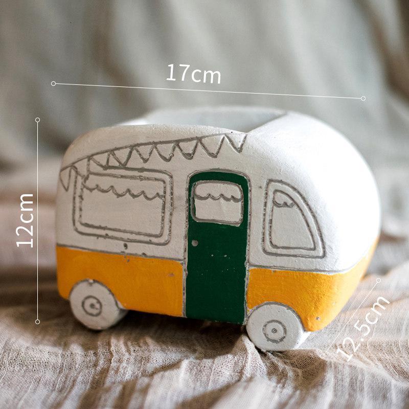 家柏饰(CORATED)巴士二次元花器花盆装饰摆件桌面阳台童趣盆栽 铅笔巴士(黄色大号)底部已打孔 中