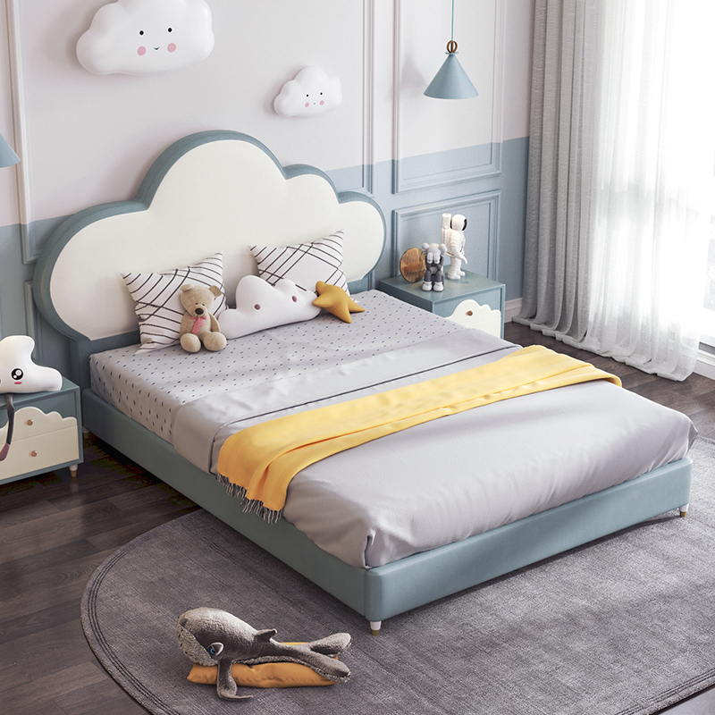 顾家家居儿童床女孩男孩公主床云朵床卧室轻奢现代简约软包床