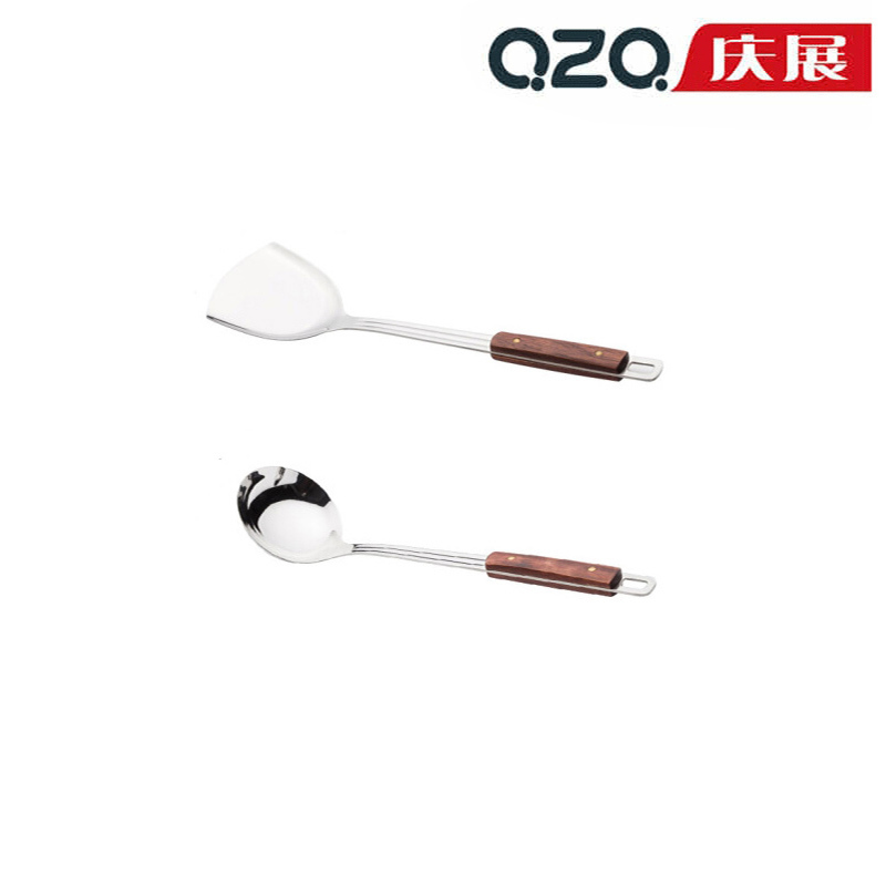 [庆展]厨英系列不锈钢厨具粥匙 加厚亮光夹柄不锈钢炒勺饭勺汤勺粥勺K401-2