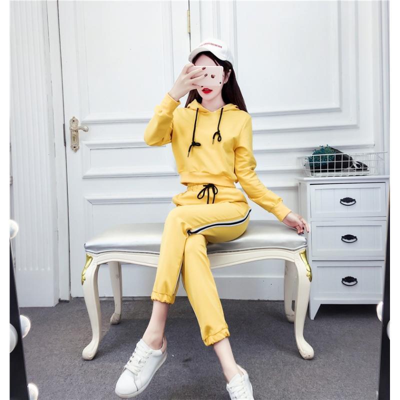 运动服套装女秋装时尚潮2018新款韩版学生跑步条纹长袖休闲两件套