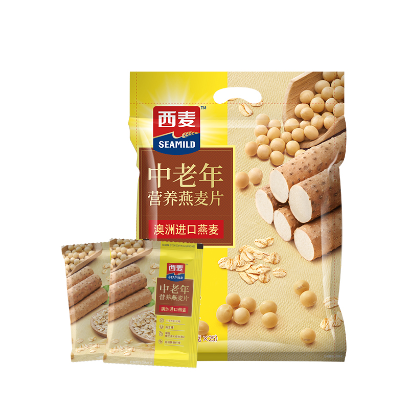 西麦中老年营养燕麦片冲泡即食0添加白砂糖营养早餐送长辈小袋装高清大图
