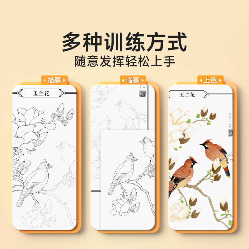 [组合搭配❤激发兴趣全10册]国画白描控笔+儿童线描临摹套装 [正版]国画白描控笔训练字帖小学一二三年级入门线稿描摹本四高清大图