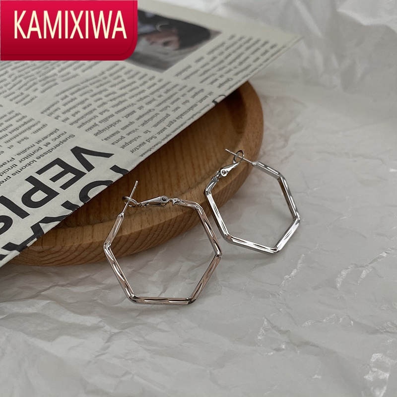 KAMIXIWA简约时尚几何形耳环女2022年新款潮个性耳钉气质简约镂空耳坠耳饰