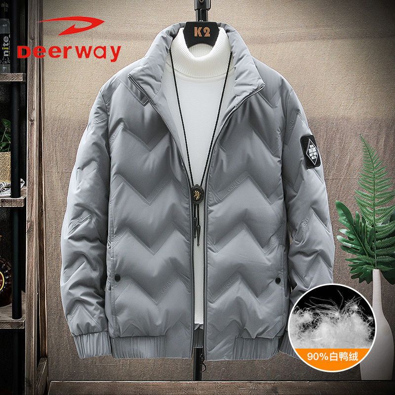 deerway德尔惠冬季男士90白鸭绒羽绒服立领商务休闲中青年外套男