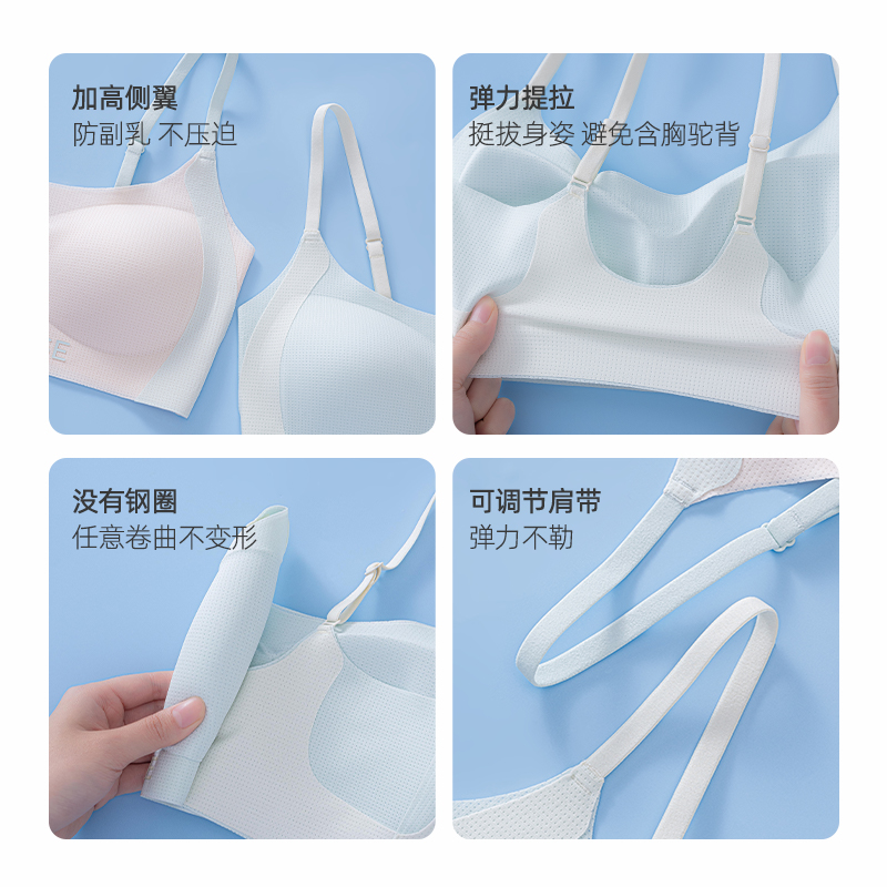猫人少女内衣初高中学生二三阶段运动防震薄款透气固定杯背心文胸高清大图
