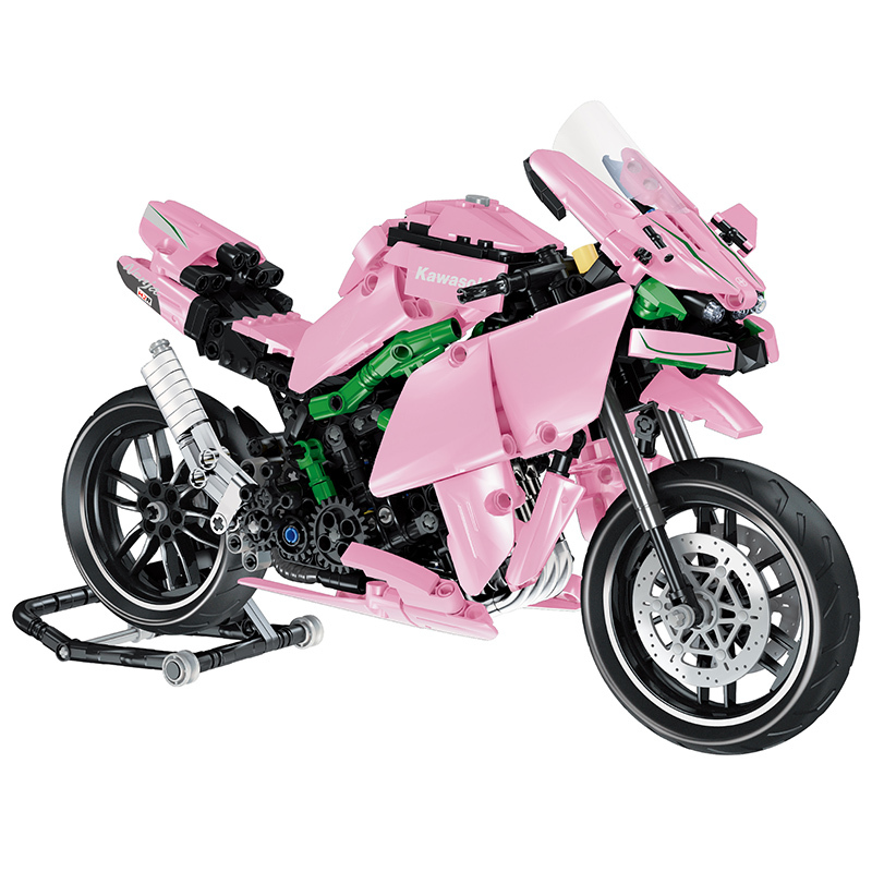 积木拼装川崎h2摩托车仿真赛车成人高难度拼插组装模型跑车1:12机车送