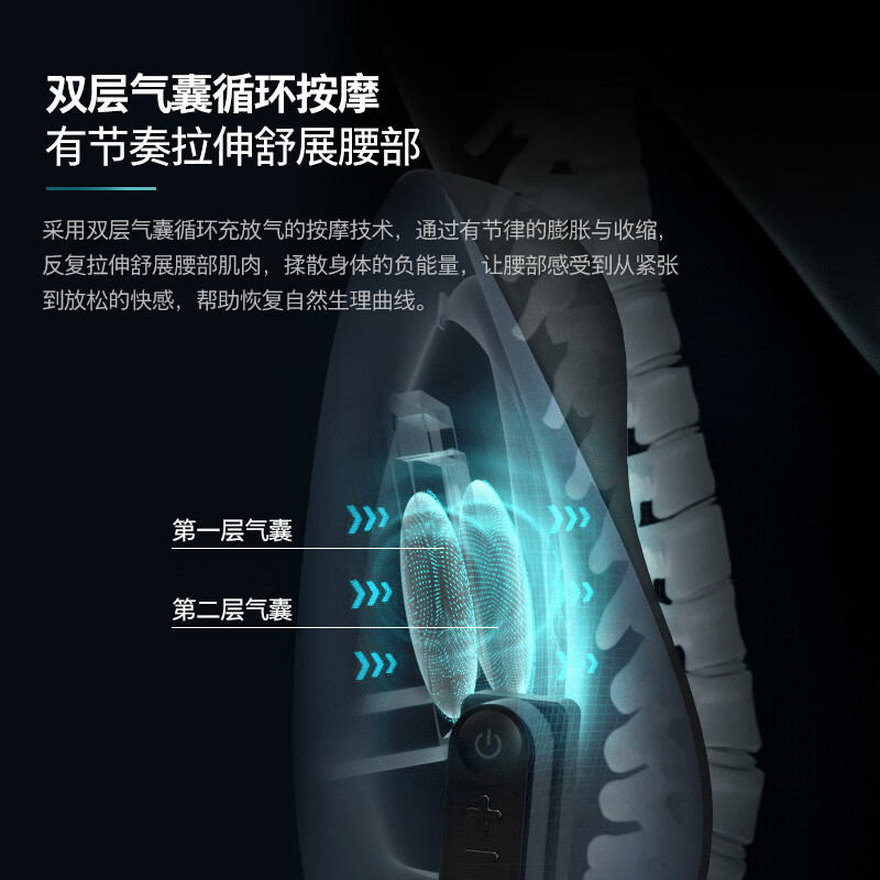 飞利浦(PHILIPS)腰部按摩器车载电动气囊按摩腰靠久坐腰部支撑按摩仪靠垫 3404B 插电款高清大图