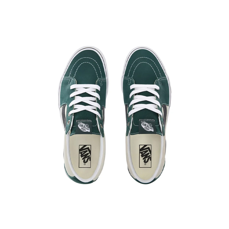 正品进口范斯vans中性款式防滑耐磨低帮板鞋男女同款绿白色低帮板鞋