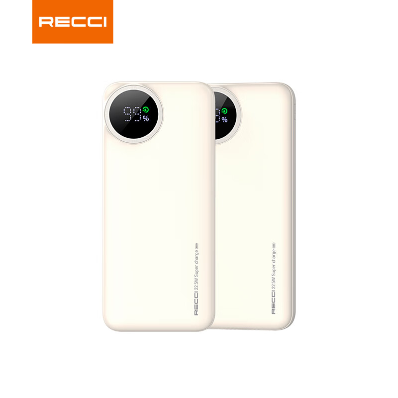 锐思RECCI[3C认证][可上飞机]移动电源PD快充带数显 支持苹果华为VIVO荣耀20000mAh RPB-P49白高清大图