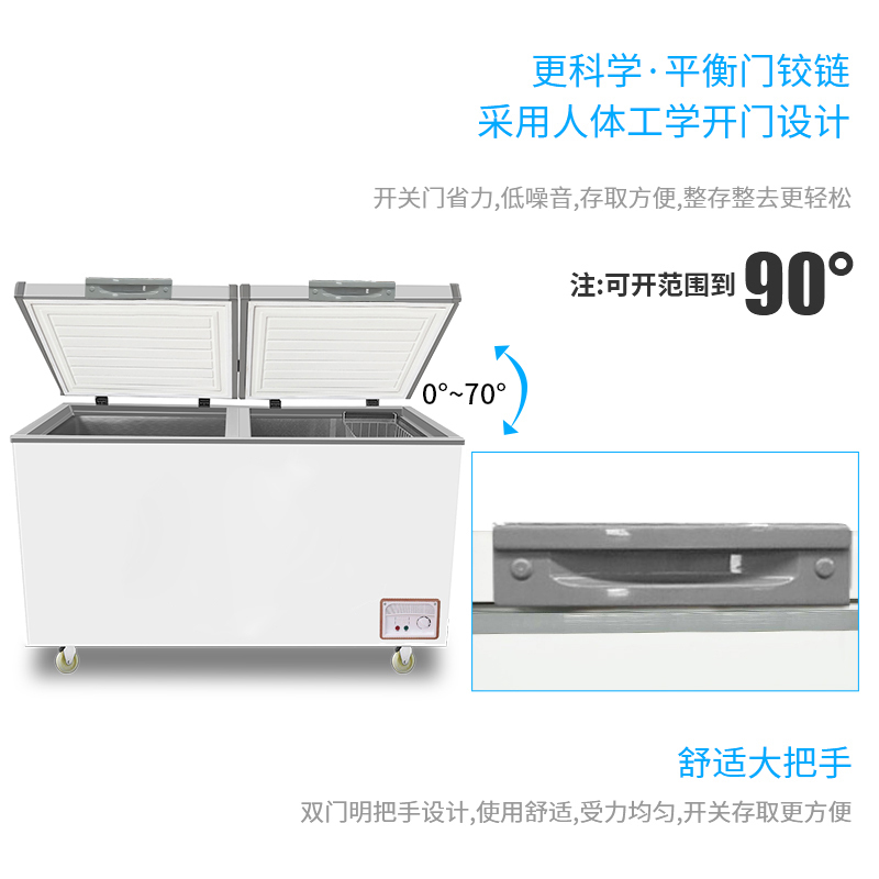 乐创(lecon)798L卧式冰箱商用冰柜双门冷柜冷冻柜冷藏柜保鲜柜 商用雪柜小冰柜饮品柜岛柜 全冷冻