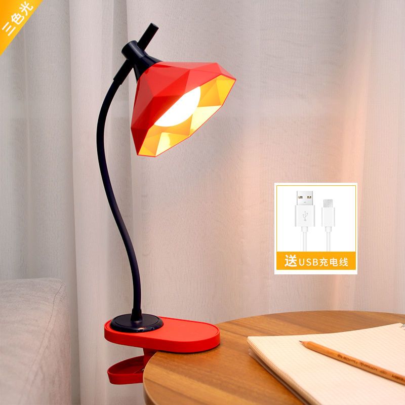 红色 送usb线 led夹子台灯护眼学习可夹式书桌卧室床头灯阅读学生宿舍