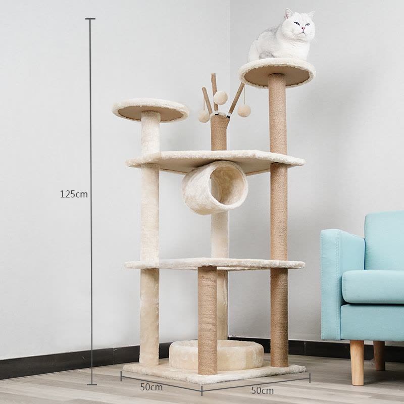 四季藤席猫抓板猫爬架大型猫抓柱密度猫树猫窝一体出口猫跳台图片