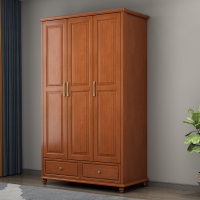 青木川 轻奢简约实木小衣柜主卧室房间小型三门单人收纳储物柜成品衣帽间置物架