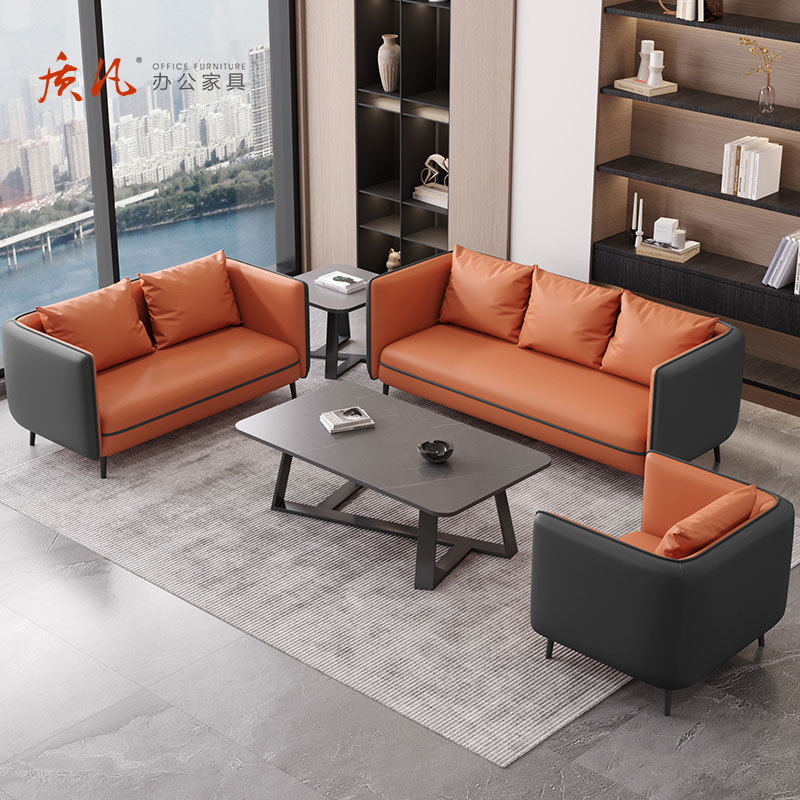 质凡沙发商务会客区休闲休息区接待小型沙发茶几组合 单人位高清大图