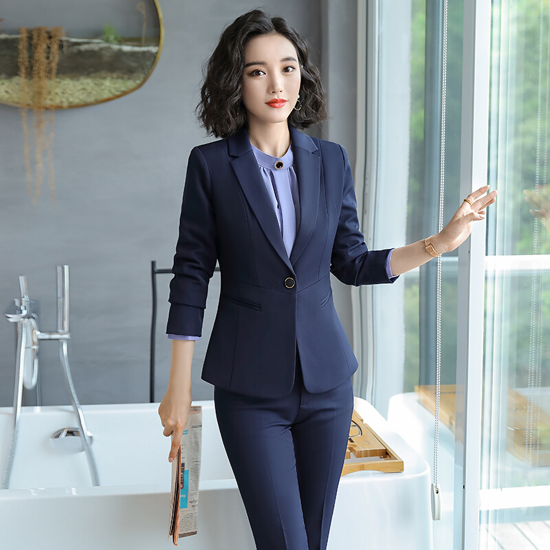 岚心云职业套装女2019新款秋装时尚长袖酒店前台经理工作服女装正装
