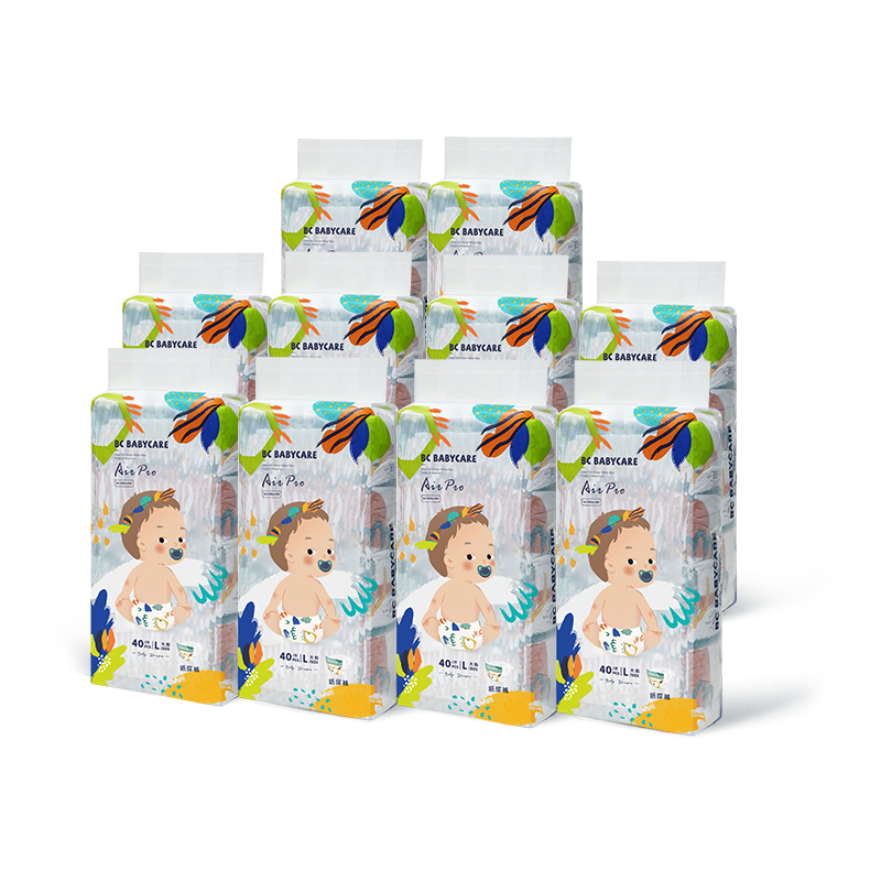 babycare纸尿裤超薄日用Air pro弱酸亲肤超薄透气宝宝尿不湿L码40片*10包